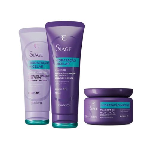Kit Hidratação Micelar Shampoo, Condicionador e Máscara Siage