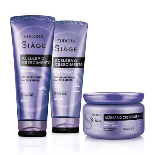 Kit Siàge Acelera O Crescimento Shampoo, Condicionador e Máscara Eudora