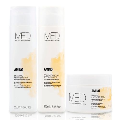 Kit Shampoo, Condicionador e Máscara Reconstrutora Amino MED For You