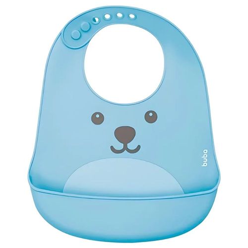 Babador Em Silicone Com Pega Migalhas Azul Menino Buba