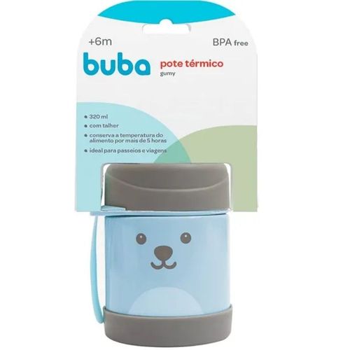 Pote Térmico Com Colher Gumy Azul Menino Buba