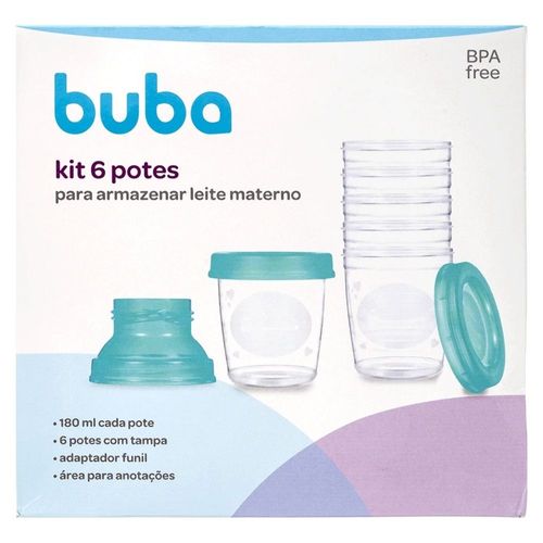 Kit 6 Potes Para Armazenar Leite Materno Buba
