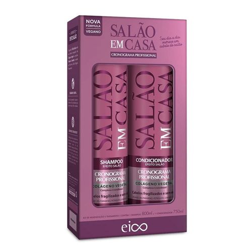 Kit Shampoo 800ml e Condicionador 750ml Salão Em Casa Cronograma Profissional Eico
