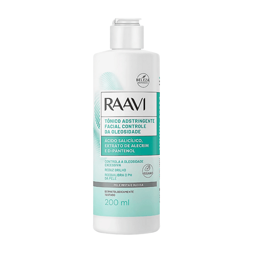 Tônico Adstringente Facial Controle da Oleosidade 200ml Raavi