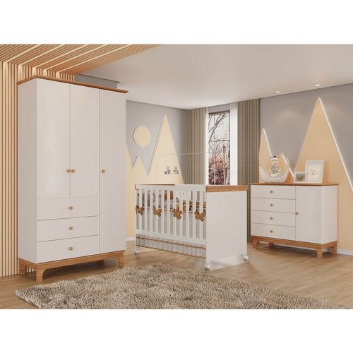 Quarto Completo Antonella 3 Peças Roupeiro, Cômoda E Berço Canaã