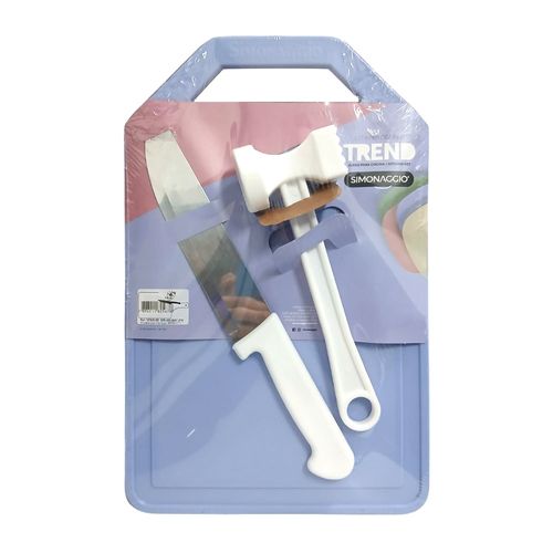 Kit Cozinha Tábua Para Cortes, Martelo e Faca Serenity Simonaggio