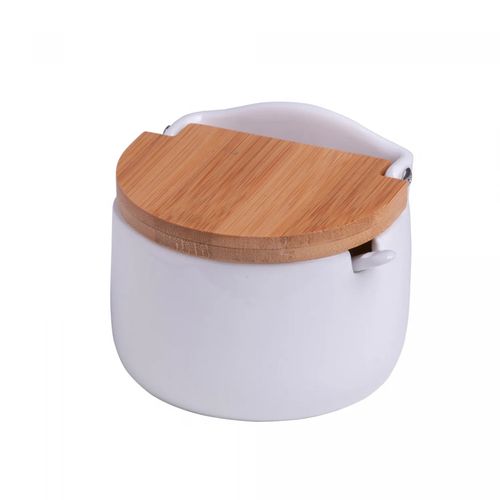 Saleiro De Mesa Com Tampa E Colher Bianco 10,5cm X 9cm Lyor