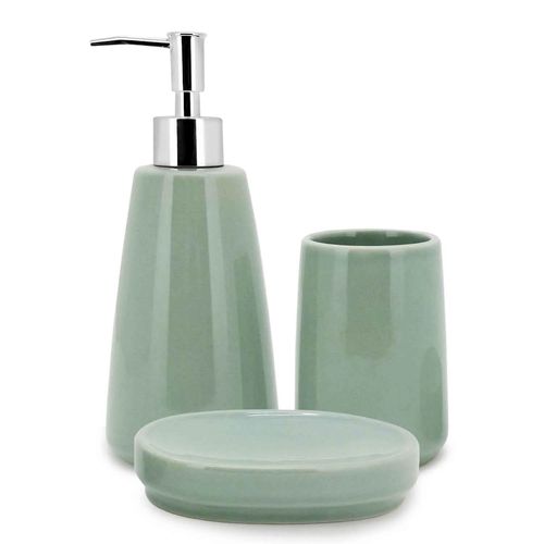 Conjunto 3 Peças Para Banheiro Pale Green Mimo Style