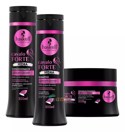 Kit Hidra Cavalo Forte Shampoo, Condicionador e Máscara 300ml Haskell