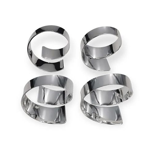 Conjunto de Argolas Porta Guardanapos 4 Peças Prateadas Brinox