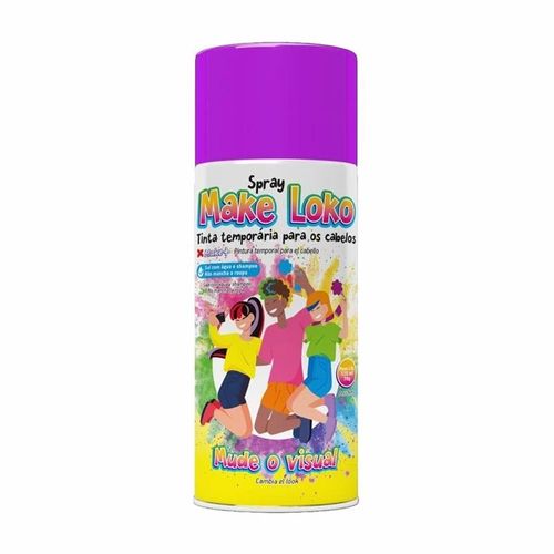 Tinta Para Cabelo Spray Temporária Roxo 120ml Make Loko