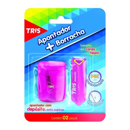 Apontador E Borracha Neon Tris