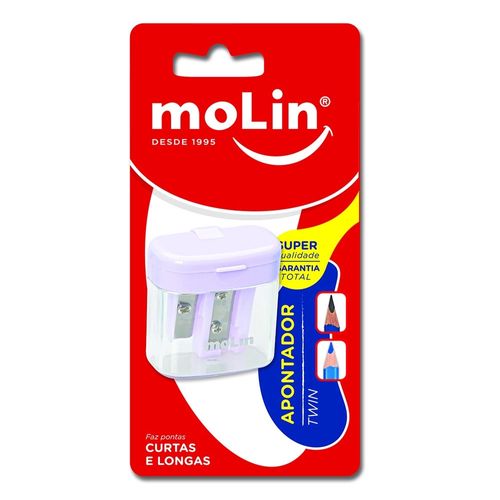 Apontador Twin Pastel Blister Sortido Molin