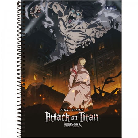 Caderno Capa Dura 10 Matérias Attack On Titan Foroni (CAPAS SORTIDAS)