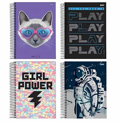 Caderno On Fleek 15 Matérias Sortidos 300 Folhas Jandaia (CAPAS SORTIDAS)