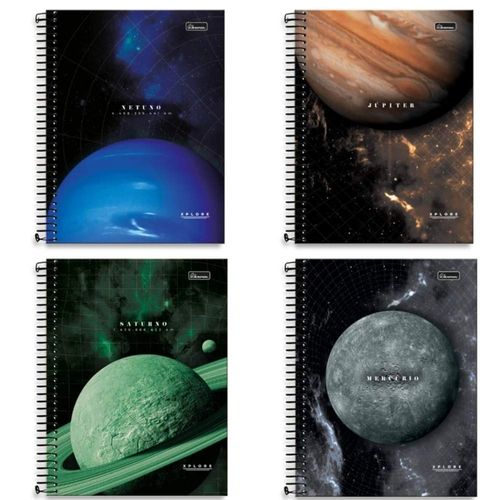 Caderno Planetas 20 Matérias 320 Folhas Cadersil (CAPAS SORTIDAS)