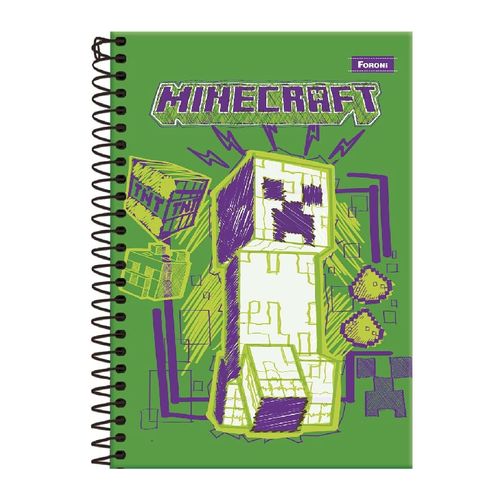 Caderno Universitário 01 Matéria Minecraft 80 Folhas Foroni (CAPAS SORTIDAS)