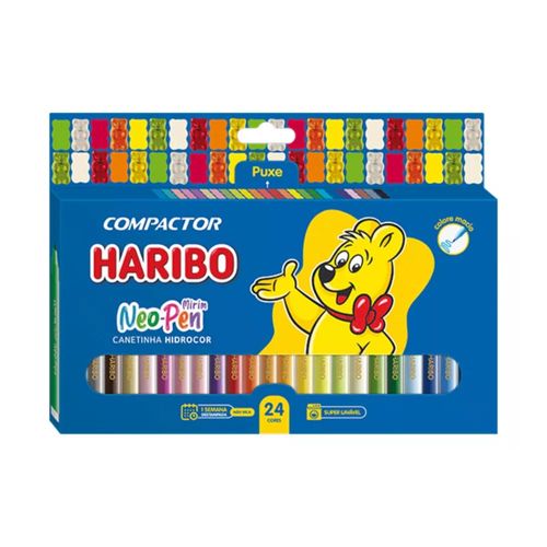 Caneta Hidrocor Haribo 24 Cores Compactor