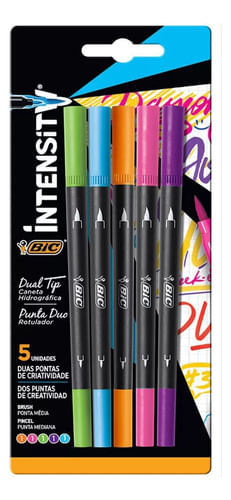 Caneta Hidrográfica Intensity Duas Pontas 5 Unidades Bic
