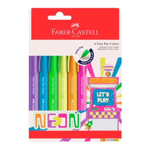 Caneta Ponta Fina 6 Cores Faber Castell