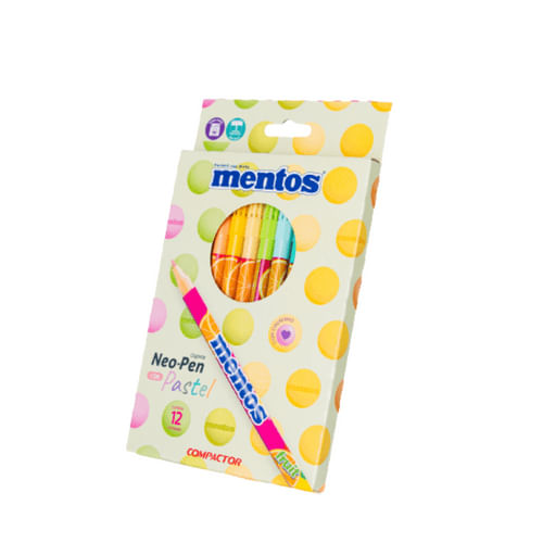 Canetinhas Mentos Com 12 Cores Com Cheirinho Compactor