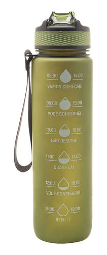 Garrafa Squeeze 1l Verde Com Tampa E Alça Lyor