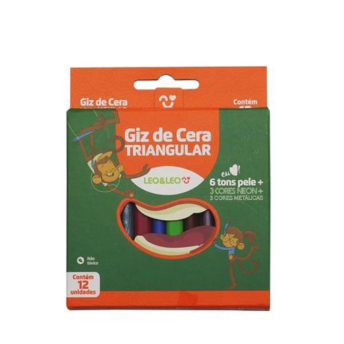 Giz De Cera Triangular 12 Unidades Leo&Leo