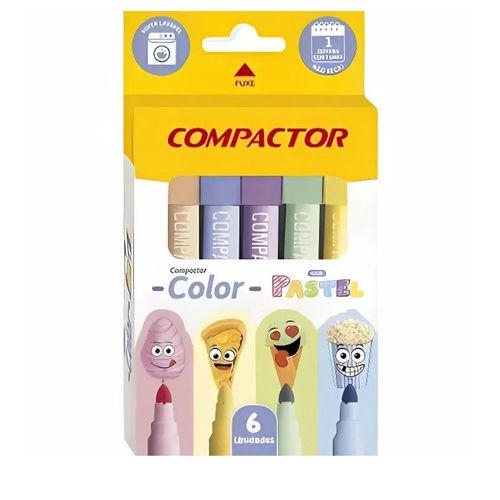 Kit Canetinhas Hidrocor Cor Pastel Com 6 Unidades Compactor