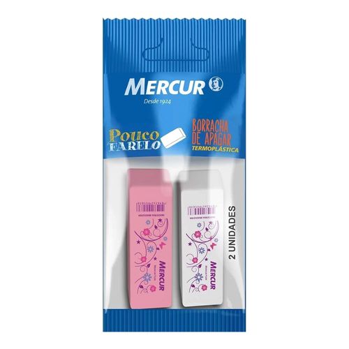Kit Com 2 Borrachas Rosa E Branca Decoradas Mercur