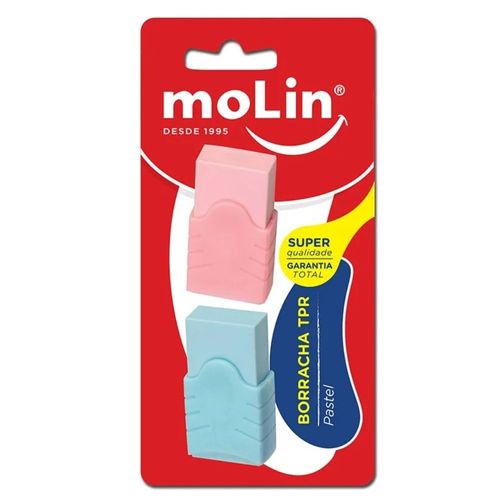 Kit Com 2 Borrachas TPR Cor Pastel Sortidas Molin