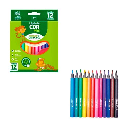 Lápis De Cor Mini Com 12 Unidades Leo&Leo