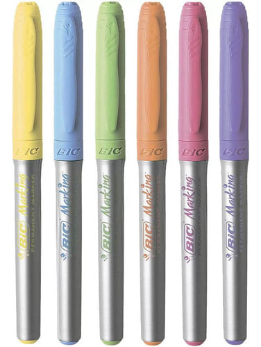 Marcador Permanente Cores Pasteis 6 Cores Bic