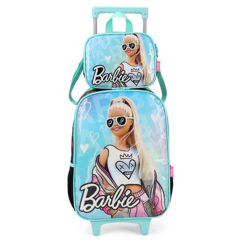 Mochila De Rodinhas Com Lancheira Barbie Verde Luxcel