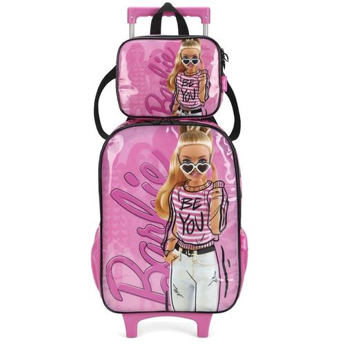 Mochila De Rodinhas Com Lancheira E Pet Barbie Luxcel