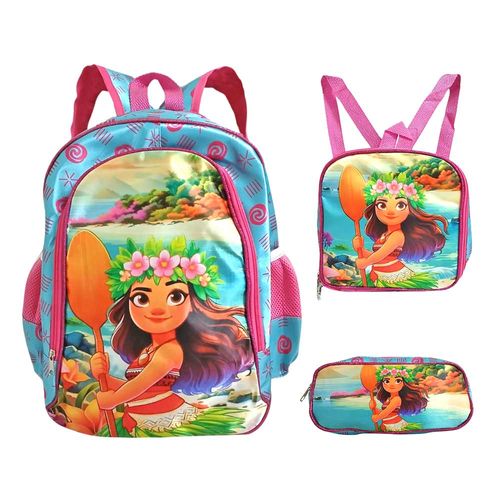 Mochila De Costas Com Lancheira E Estojo Moana GV Bolsas