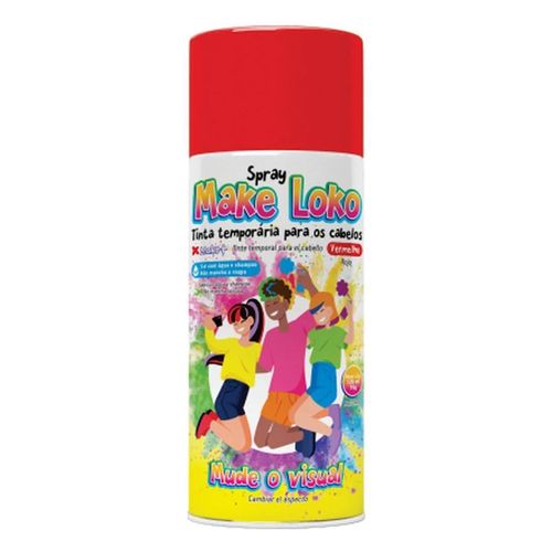 Tinta Para Cabelo Spray Temporária Vermelho 120ml Make Loko
