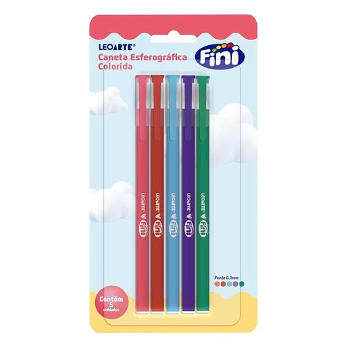 Kit Canetas Esferográficas Colorida Fini Leoarte