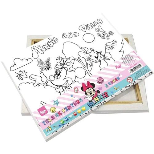 Tela De Pintura Minnie Com Pincel E Tintas Guache Dac