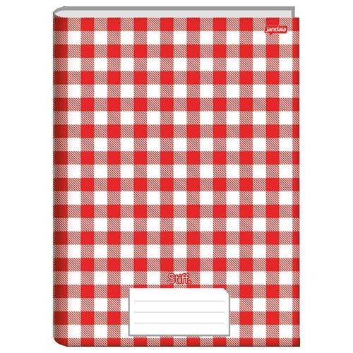Caderno Brochura Stiff 96 Folhas Xadrez Vermelho Jandaia