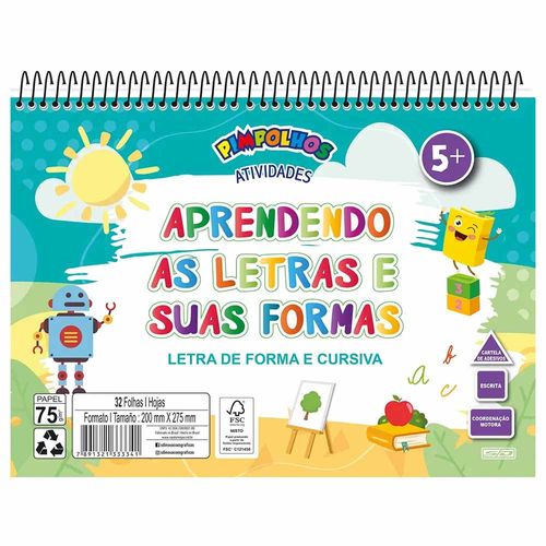 Caderno De Atividades 32 Folhas Aprendendo As Letras E Suas Formas Animativa