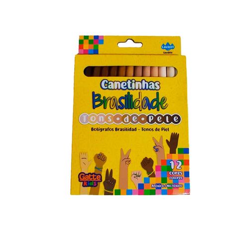 Canetinha Hidrocor Com 12 Cores Tons De Pele Gatte Kids