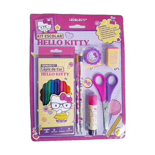 Kit Escolar Com Acessórios Hello Kitty Leo E Leo