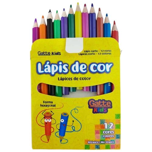 Mini Lápis De Cor 12 Cores Gatte