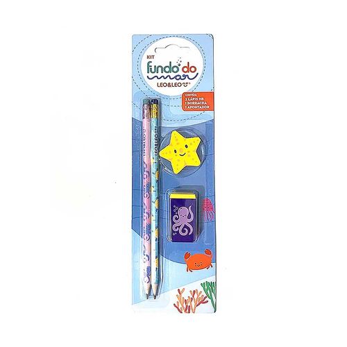Kit Escolar Com Acessórios Fundo Do Mar Cores Sortidas Leo E Leo