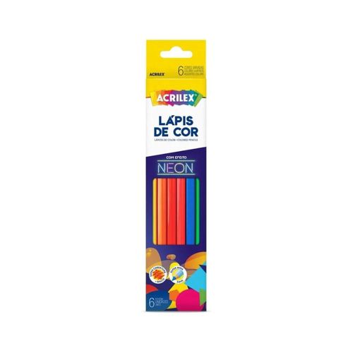 Lápis De Cor Neon Kit Com 6 Cores Acrilex