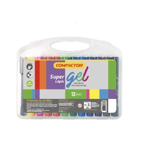 Giz De Cera Super Gel Com 12 Cores Compactor