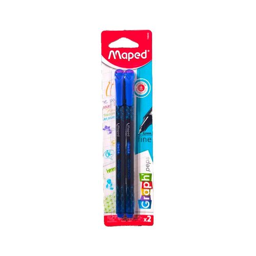 Kit Com 2 Canetas Fineliner Graphpes Azul Maped