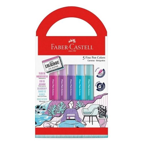 Caneta Hidrográfica Fine Pen 0,4mm Com Cheirinho 5 Cores Faber-Castell