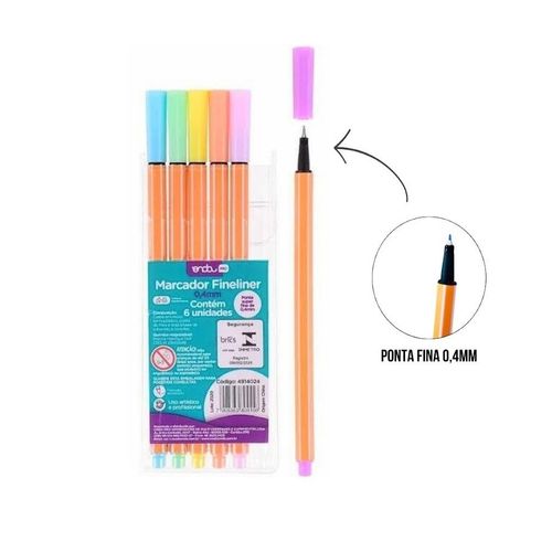 Marcador Fineliner 0,4 mm 6 Cores Onda Pro