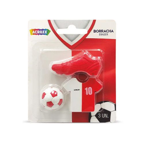 Borracha Futebol 3 Unidades Vermelha Acrilex